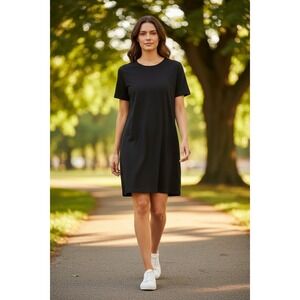 Athleta T-Shirt Dress Womens Black Supima Cotton Stretch XL